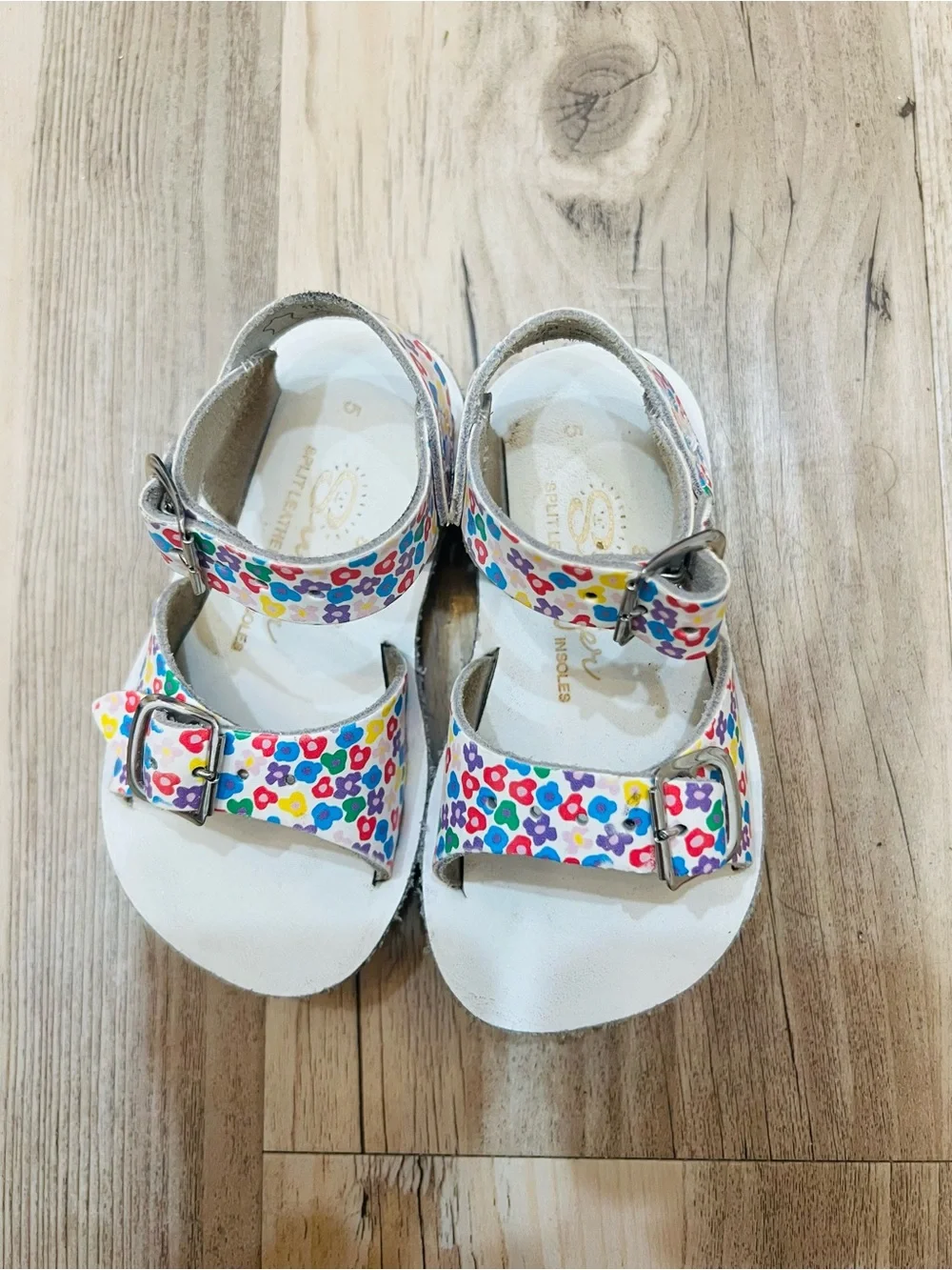 SALT WATER Sun-San Sea Wee flower sandals size 5 toddler